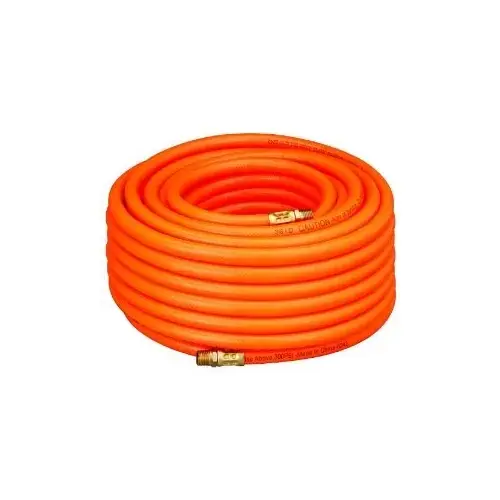 Air Hose, 3/8 in OD, 100 ft L, MNPT, 300 psi Pressure, PVC, Orange Air Hose, 3/8 in OD, 100 ft L, MNPT, 300 psi Pressure, PVC, Orange