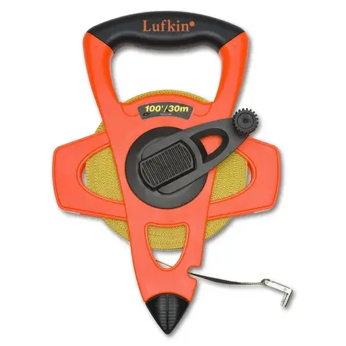 Tape Measure, 100 ft L Blade, 1/2 in W Blade, Fiberglass Blade, ABS Case, Orange Case Tape Measure, 100 ft L Blade, 1/2 in W Blade, Fiberglass Blade, ABS Case, Orange Case