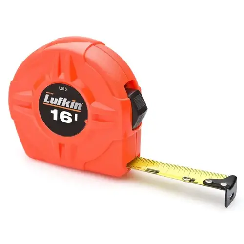 L600N Series Tape Measure, 16 ft L Blade, 3/4 in W Blade, Steel Blade, Plastic Case, Orange Case Red L600N Series Tape Measure, 16 ft L Blade, 3/4 in W Blade, Steel Blade, Plastic Case, Orange Case Red