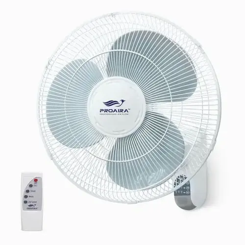 Oscillating Wall Mount Fan, 120 V, 16 in Dia Blade, 3-Blade, 3-Speed, Gray/White