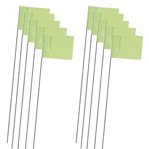 Marking Stake Flags, Fluorescent Lime, 2.5 x 3.5 In. Flag, 15 In. Stake - pack of 10 Marking Stake Flags, Fluorescent Lime, 2.5 x 3.5 In. Flag, 15 In. Stake - pack of 10