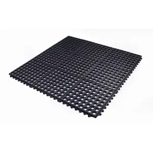 QRRI INC IM120-33ILS-EC Anti Fatigue Mat 36" W X 36" L Black Interlocking Ring Mat Rubber Black