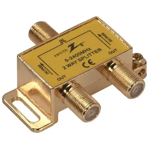 Coax Splitter, 1 Video Input, 2 Video Output Gold