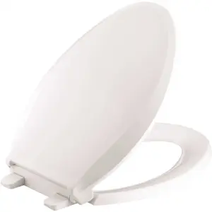 Kohler K-4636-0 Cachet Quiet-Close Elongated Closed Front Toilet Seat with Grip-Tight Bumpers in White