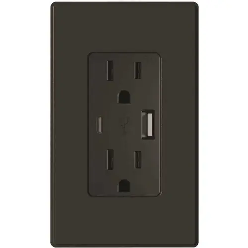 Maintenance Warehouse 15 Amp Duplex Receptacle With 1 Type A & 1 Type C USB Ports, Tamper Resistant, 4.2A,Black Maintenance Warehouse 15 Amp Duplex Receptacle With 1 Type A & 1 Type C USB Ports, Tamper Resistant, 4.2A,Black