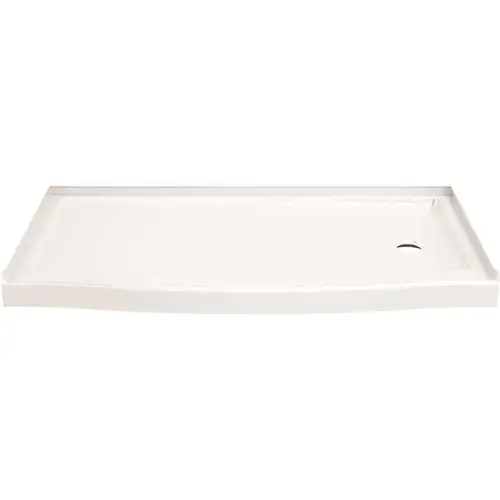 Curved Alcove Shower Base With Right Drain 60 X 32"