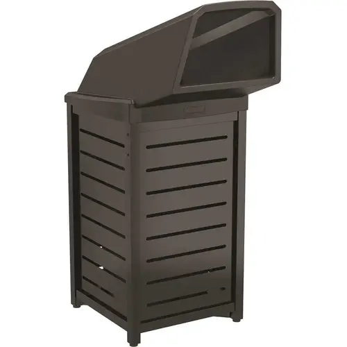 30 Gallon Metal Square Trash Can, Chute Lid, Black 30 Gallon Metal Square Trash Can, Chute Lid, Black