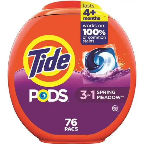 3-In-1 He Spring Meadow Scent Liquid Laundry Detergent Pods - pack of 4