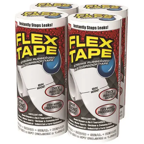 FLEX SEAL FAMILY OF PRODUCTS Flex Tape White 8 in. x 5 ft. Strong Rubberized Waterproof Tape - pack of 60 FLEX SEAL FAMILY OF PRODUCTS Flex Tape White 8 in. x 5 ft. Strong Rubberized Waterproof Tape - pack of 60