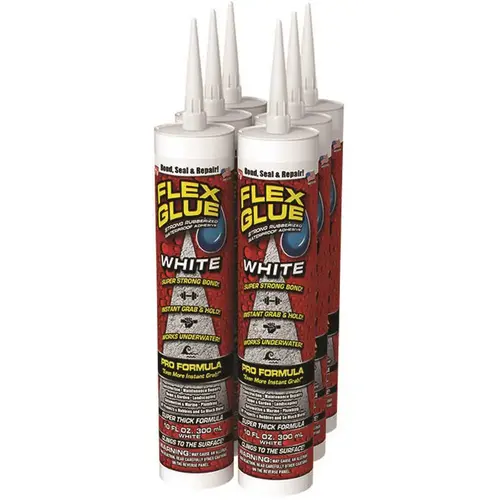 FLEX SEAL FAMILY OF PRODUCTS Flex Glue White 10 oz. Pro-Formula Strong Rubberized Waterproof Adhesive - pack of 4 FLEX SEAL FAMILY OF PRODUCTS Flex Glue White 10 oz. Pro-Formula Strong Rubberized Waterproof Adhesive - pack of 4