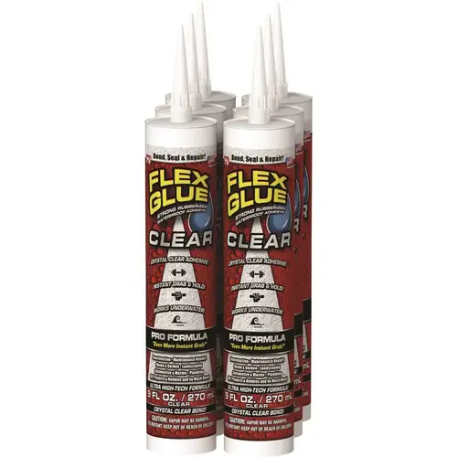 FLEX SEAL FAMILY OF PRODUCTS Flex Glue Clear 9 oz. Pro-Formula Strong Rubberized Waterproof Adhesive - pack of 6 FLEX SEAL FAMILY OF PRODUCTS Flex Glue Clear 9 oz. Pro-Formula Strong Rubberized Waterproof Adhesive - pack of 6