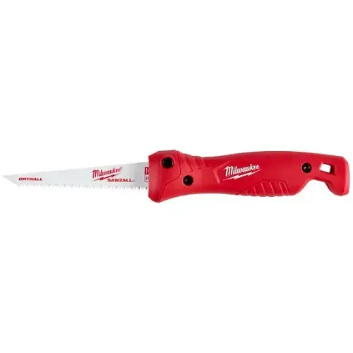Jab Saw, 6 in L Blade, 18 TPI, Ergonomic Handle, Rubber Handle Red