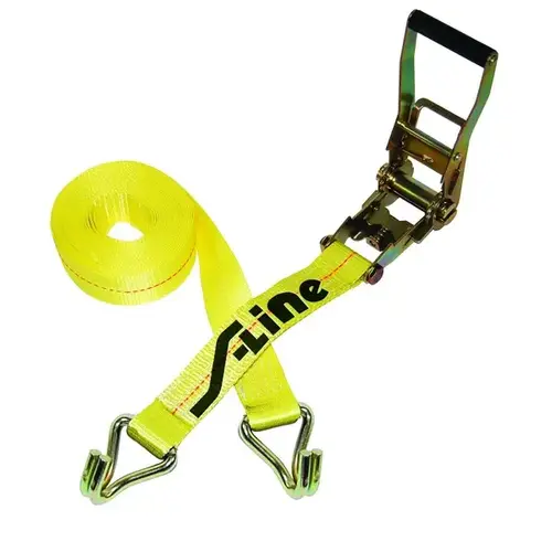 Tie-Down, 2 in W, 27 ft L, Aluminum/Polyester/Steel, 3333 lb Working Load, J-Hook End - pack of 9 Tie-Down, 2 in W, 27 ft L, Aluminum/Polyester/Steel, 3333 lb Working Load, J-Hook End - pack of 9