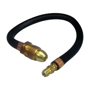 U S Hardware RV-339B Propane Hose, 1/4 in, 15 in L, POL x Male Flare, Rubber, Black/Brass