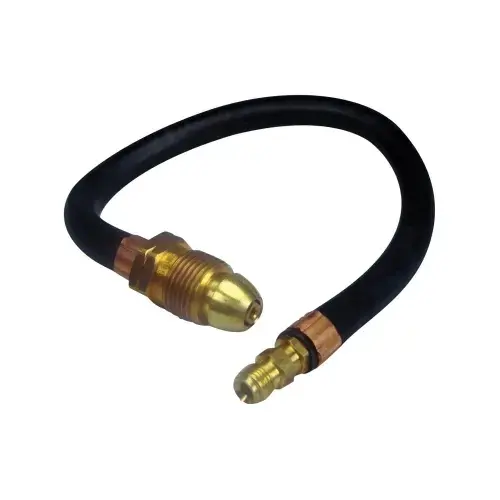 Propane Hose, 1/4 in, 15 in L, POL x Male Flare, Rubber, Black/Brass
