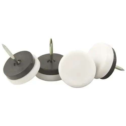 1" Nail-On Glides w/ Cushioned Polypropylene Base, White/Black pack of 4 1" Nail-On Glides w/ Cushioned Polypropylene Base, White/Black pack of 4