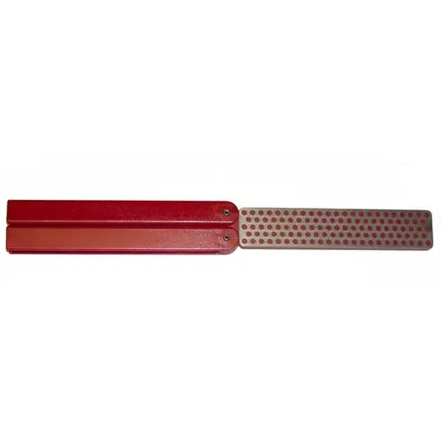 Sharpener, 9-1/2 in L, 7/8 in W, 25 um Grit, Fine, Diamond Abrasive Red