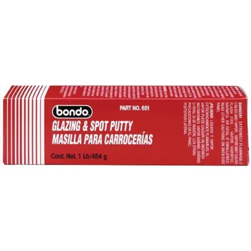651 Glazing and Spot Putty, 16 oz Tube, Red, Paste