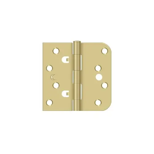 4" x 4" x 5/8" Square and Round Corner Hinge Brushed Brass Pair 4" x 4" x 5/8" Square and Round Corner Hinge Brushed Brass Pair