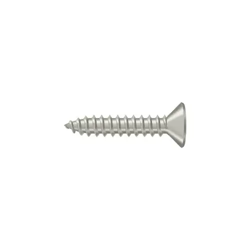 Wood Screw, Solid Brass Material, No.10 Screw Size, 1" Length, Flat Head Style, Phillips Style, Satin Nickel Finish Wood Screw, Solid Brass Material, No.10 Screw Size, 1" Length, Flat Head Style, Phillips Style, Satin Nickel Finish