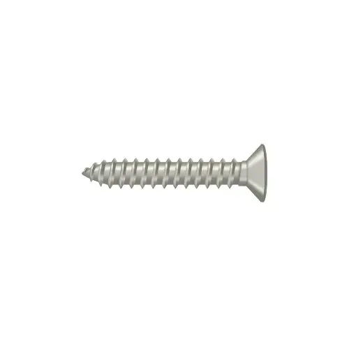 Wood Screw, No.12 X 1-1/4"; Satin Nickel Finish, Solid Brass Material, Flat Head Style, Phillips Drive, 3/8" Diameter Wood Screw, No.12 X 1-1/4"; Satin Nickel Finish, Solid Brass Material, Flat Head Style, Phillips Drive, 3/8" Diameter