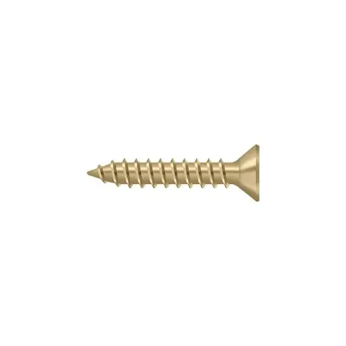 Wood Screw, Steel Material, Flat Head Style, No.9 Screw Size, 1" Length, Satin Brass Finish Wood Screw, Steel Material, Flat Head Style, No.9 Screw Size, 1" Length, Satin Brass Finish