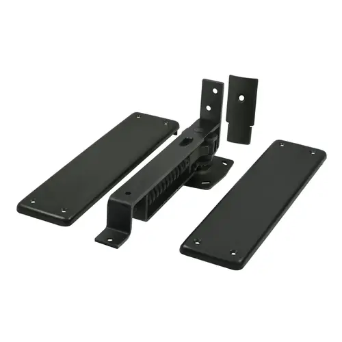 Spring Hinge, Double Action w/ Solid Brass Cover Plates in Paint Black