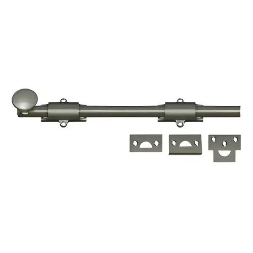 12" Surface Bolt, Solid Brass Material, Heavy Duty, 12" Length, 1-1/4" Projection, 5/8" Width, Antique Nickel Finish 12" Surface Bolt, Solid Brass Material, Heavy Duty, 12" Length, 1-1/4" Projection, 5/8" Width, Antique Nickel Finish