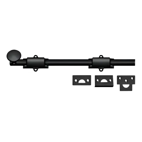 12" Surface Bolt, Solid Brass Material, Heavy-Duty, 12-1/2" Length, 1-1/4" Projection, Matte Black Finish 12" Surface Bolt, Solid Brass Material, Heavy-Duty, 12-1/2" Length, 1-1/4" Projection, Matte Black Finish