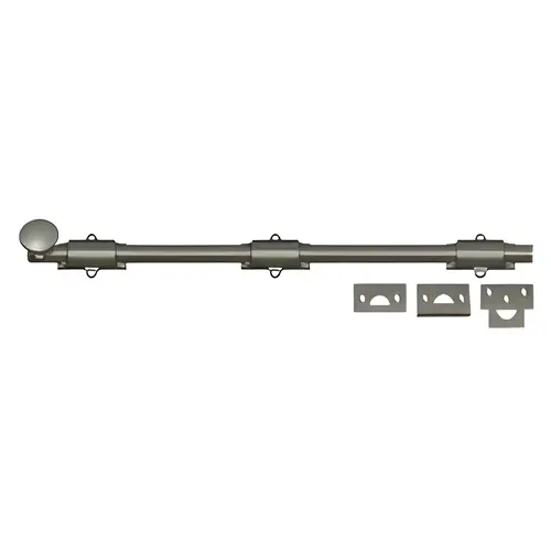 18" Surface Bolt, Solid Brass Material, Heavy Duty, 18" Rod Length, 5/8" Width, Antique Nickel Finish, Door Security 18" Surface Bolt, Solid Brass Material, Heavy Duty, 18" Rod Length, 5/8" Width, Antique Nickel Finish, Door Security
