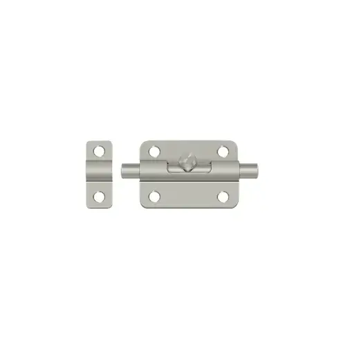 3" Barrel Bolt, Solid Brass Material, Surface Bolt Function, 3" Length, 1-1/2" Width, Satin Nickel Finish, Door Security Hardware 3" Barrel Bolt, Solid Brass Material, Surface Bolt Function, 3" Length, 1-1/2" Width, Satin Nickel Finish, Door Security Hardware