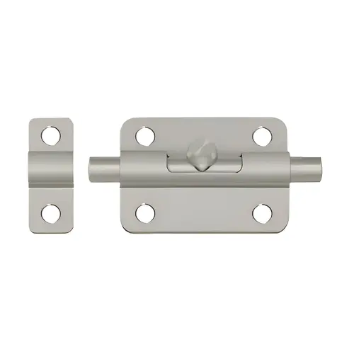 3" Barrel Bolt, Solid Brass Material, Surface Bolt Function, 3" Length, 1-1/2" Width, Satin Nickel Finish, Door Security Hardware 3" Barrel Bolt, Solid Brass Material, Surface Bolt Function, 3" Length, 1-1/2" Width, Satin Nickel Finish, Door Security Hardware