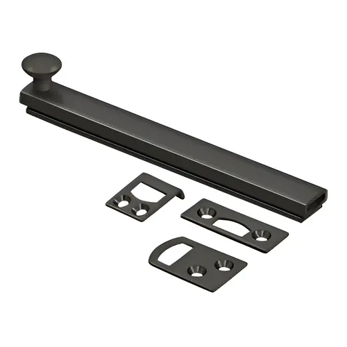 6" Surface Bolt, Concealed Screw, Solid Brass Material, Traditional Style, 6" Length, Oil Rubbed Bronze Finish 6" Surface Bolt, Concealed Screw, Solid Brass Material, Traditional Style, 6" Length, Oil Rubbed Bronze Finish