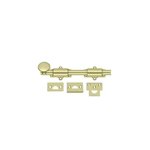 8" Surface Bolt; Heavy Duty; Unlacquered Bright Brass Finish 8" Surface Bolt; Heavy Duty; Unlacquered Bright Brass Finish