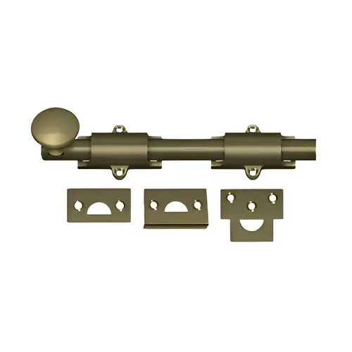8" Surface Bolt; Heavy Duty; Antique Brass Finish 8" Surface Bolt; Heavy Duty; Antique Brass Finish