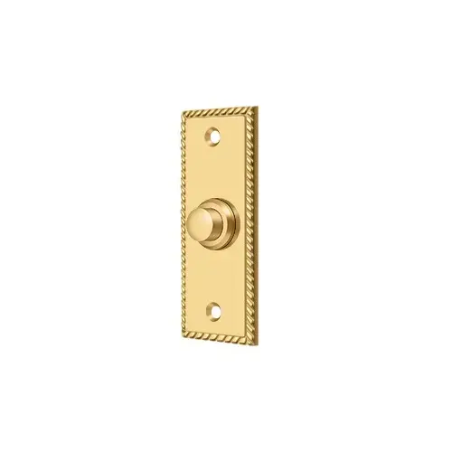 Bell Button, Rectangular with Rope Pattern in PVD Polished Brass Bell Button, Rectangular with Rope Pattern in PVD Polished Brass