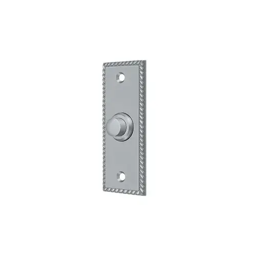 Bell Button, Rectangular with Rope Pattern in Brushed Chrome Bell Button, Rectangular with Rope Pattern in Brushed Chrome