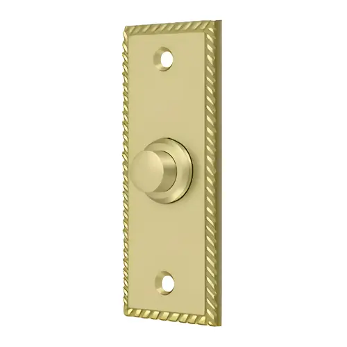 Bell Button, Rectangular with Rope Pattern in Polished Brass Bell Button, Rectangular with Rope Pattern in Polished Brass
