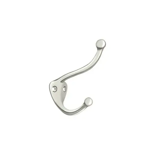 Coat and Hat Hook, Bright Nickel Finish