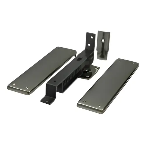 Spring Hinge, Double Action, Solid Brass Material, 3-3/4" Height, 9-1/4" Width, Traditional Style, Antique Nickel Finish Spring Hinge, Double Action, Solid Brass Material, 3-3/4" Height, 9-1/4" Width, Traditional Style, Antique Nickel Finish