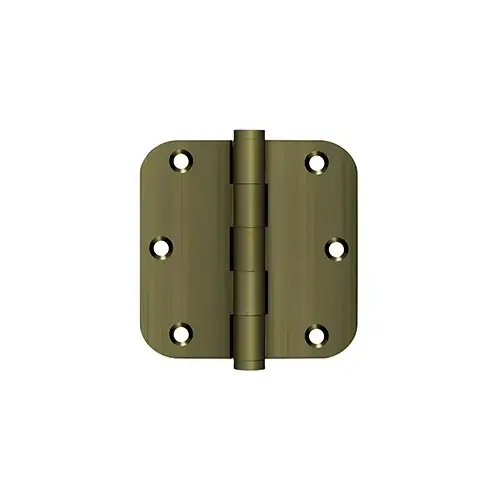 3-1/2" x 3-1/2" x 5/8" Radius Hinge, Residential in Antique Brass Pair 3-1/2" x 3-1/2" x 5/8" Radius Hinge, Residential in Antique Brass Pair