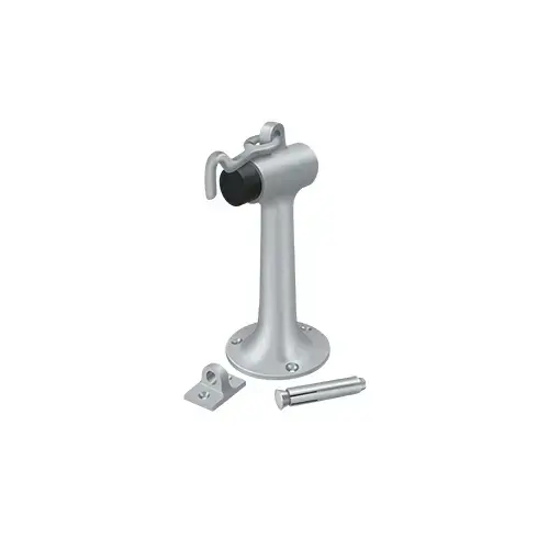 Floor Mount, 6" Bumper with Hook and Eye, Heavy Duty, Satin Chrome Finish Floor Mount, 6" Bumper with Hook and Eye, Heavy Duty, Satin Chrome Finish