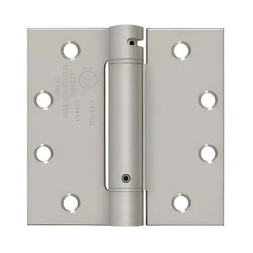 4-1/2" X 4-1/2" Spring Hinge, Steel Material, Square Corner Design, UL Listed, 0.134" Thickness, Satin Nickel Finish 4-1/2" X 4-1/2" Spring Hinge, Steel Material, Square Corner Design, UL Listed, 0.134" Thickness, Satin Nickel Finish
