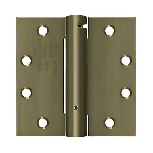 4-1/2" X 4-1/2" Spring Hinge, Steel Material, Square Corner, Adjustable Tension, UL Listed, Antique Brass Finish 4-1/2" X 4-1/2" Spring Hinge, Steel Material, Square Corner, Adjustable Tension, UL Listed, Antique Brass Finish