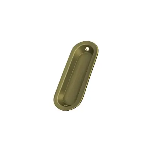 Flush Pull, Oblong, 3-1/2" x 1-1/4" x 3/8" in Antique Brass