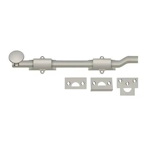10" Length HD Surface Door Bolt With Offset Brushed Nickel 10" Length HD Surface Door Bolt With Offset Brushed Nickel