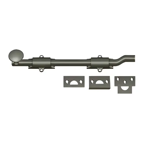 10" Surface Bolt with Offset; Heavy Duty; Antique Nickel Finish 10" Surface Bolt with Offset; Heavy Duty; Antique Nickel Finish