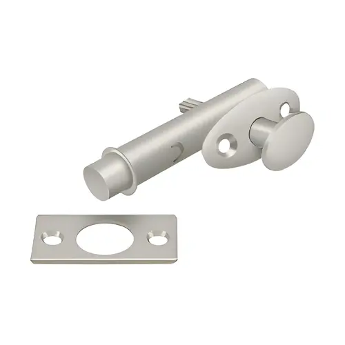 Mortise Bolt, Solid Brass Material, 1-3/4" Backset, 7/16" Bolt Throw, 3" Length, 7/8" Projection, Satin Nickel Finish Mortise Bolt, Solid Brass Material, 1-3/4" Backset, 7/16" Bolt Throw, 3" Length, 7/8" Projection, Satin Nickel Finish