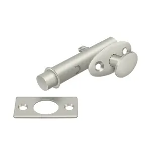 Deltana Mortise Bolt Solid Brass Material 1-3/4 Backset 7/16 Bolt Throw 3 Length 7/8 Projection Satin Nickel Finish MB175U15