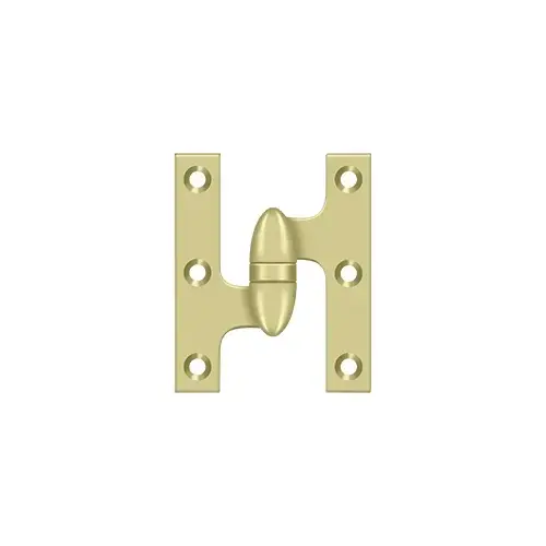 3" x 2-1/2" Left Hand Olive Knuckle Hinge; Unlacquered Bright Brass Finish 3" x 2-1/2" Left Hand Olive Knuckle Hinge; Unlacquered Bright Brass Finish